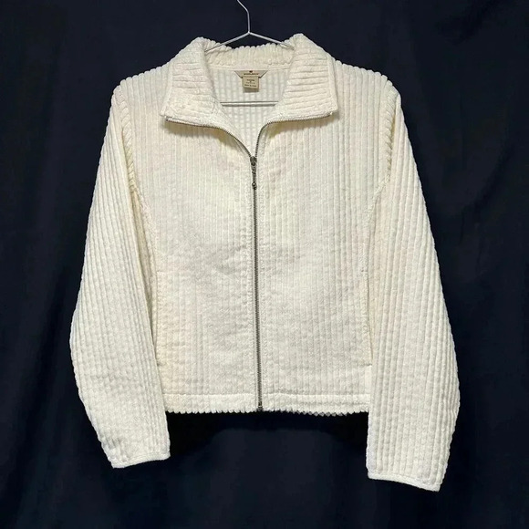WOOLRICH CORDUROY JACKET -‎ NWOT - medium petite - 100% cotton - ivory corduroy - Picture 1 of 9